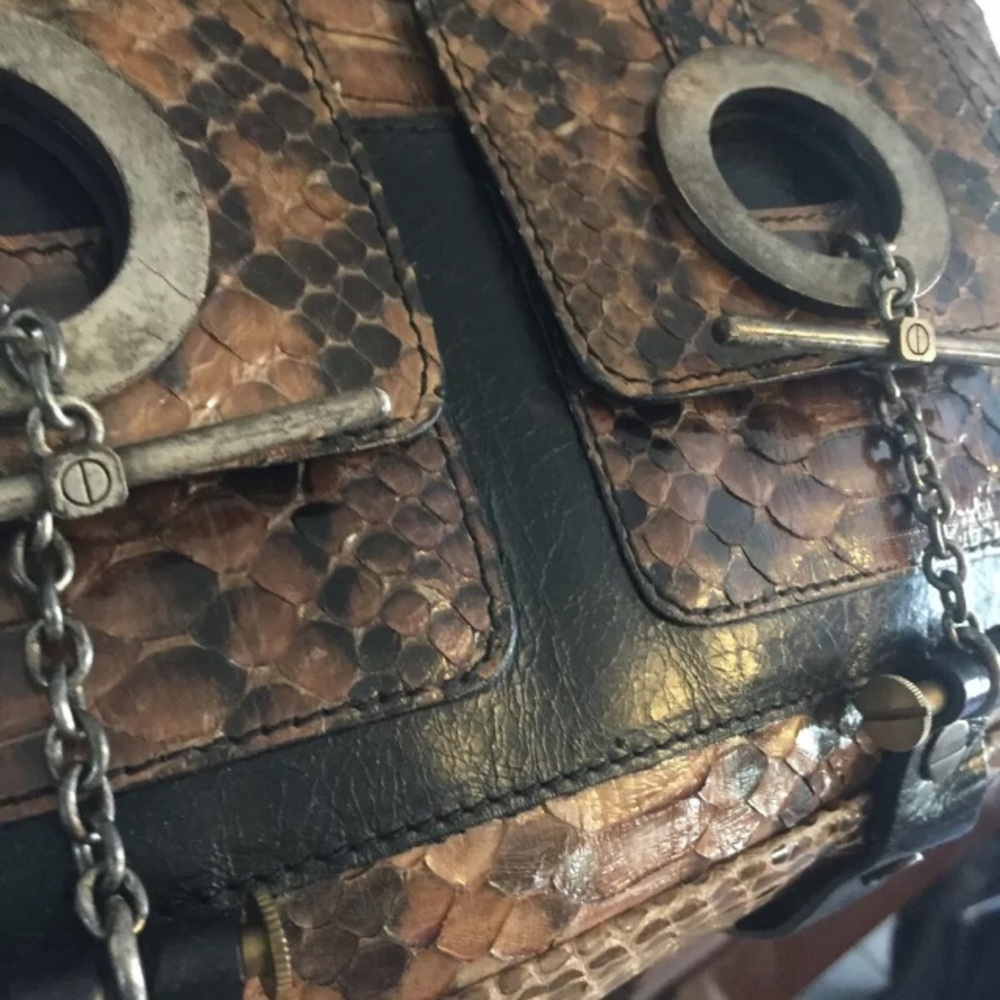 $1495 Lanvin Python Snake Brn Blk Industrial 90s - image 2